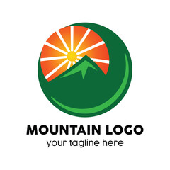 Mountain Logo with Sunrise