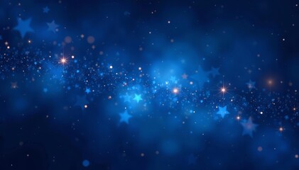 Naklejka premium Dark blue background with sparkling stars, perfect for a space-themed design, celestial, blue