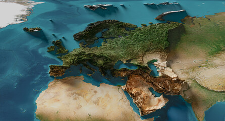 Mapa de Europa en relieve © Odisdca
