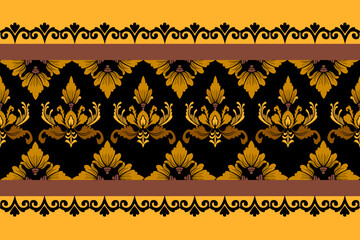 Seamless classic damask pattern in yellow tones - vector illustration for luxury textile design.