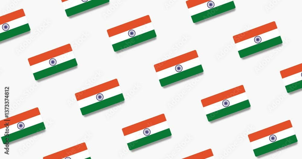 Poster moving pattern of indian flags with tilt on black and white background
