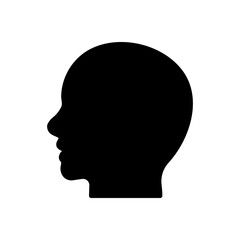 Human head silhouette black color vector transparent background