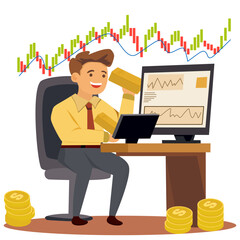 Businessman with dollar and gold. Gold trading concept.