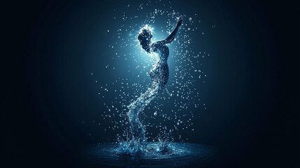 Naklejka premium Woman silhouette in water splash