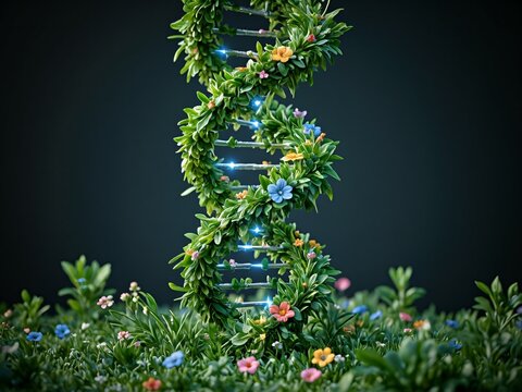 Life's code, floral vines, vibrant life, tech nature.