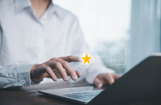 review rating 1 star. concept of low quality, and unhappy, feedback and opinions complaints from the client, bad review icon dissatisfied, experience negative of customers in a service