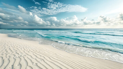 Serene Beach Scene Turquoise Waters and Pristine White Sands