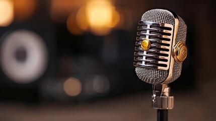 Vintage Microphone Recording Studio  Retro Audio Equipment  Music Broadcast