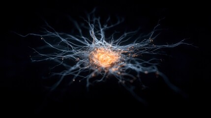 Microscopic Brain Neuron Network  Neural Pathways  Synapses  Glowing Core  Scientific Back