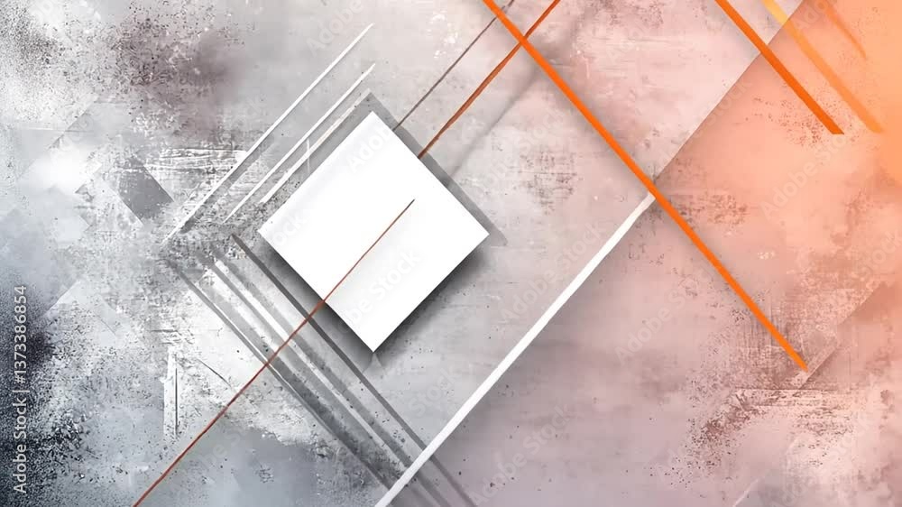Poster dynamic abstract design featuring white squares on grey backdrop generative ai