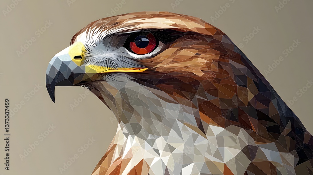 Poster stunning abstract minimalist geometric bird icon representing a hawk in an artistic style with clean