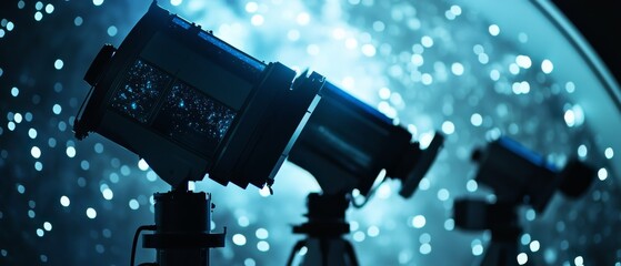 Scientists developing AI powered space telescopes for deep space exploration, high-tech observatory with real-time cosmic data and AI-based astronomical analysis, High-tech style