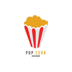 Popcorn in a red and white striped paper container