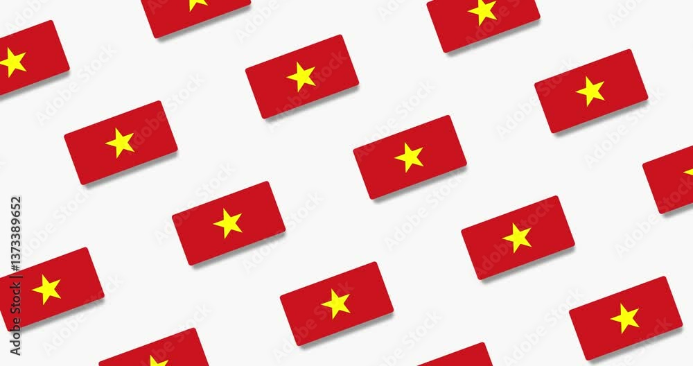 Poster moving pattern of vietnam flags with tilt on black and white background
