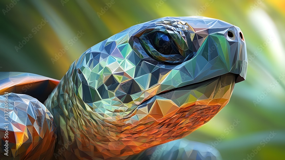 Aufkleber abstract polygonal illustration of a torus featuring intricate patterns and vivid colors in a unique