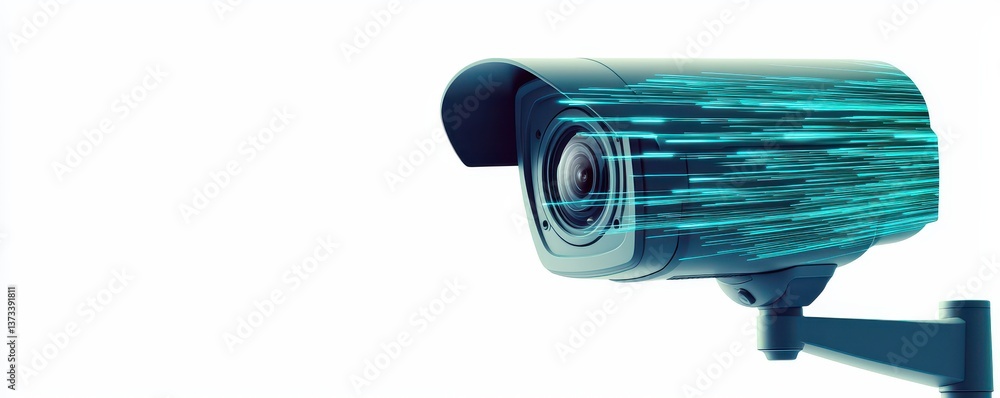 Aufkleber a digital security camera design with dynamic lines, suggesting high-tech surveillance capabilities.