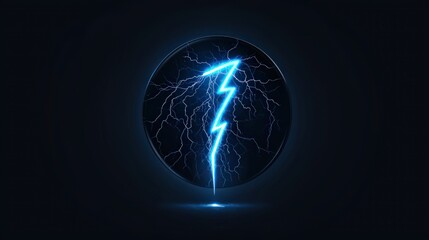 Glossy Dark Blue Lightning Bolt App Icon 3D Render