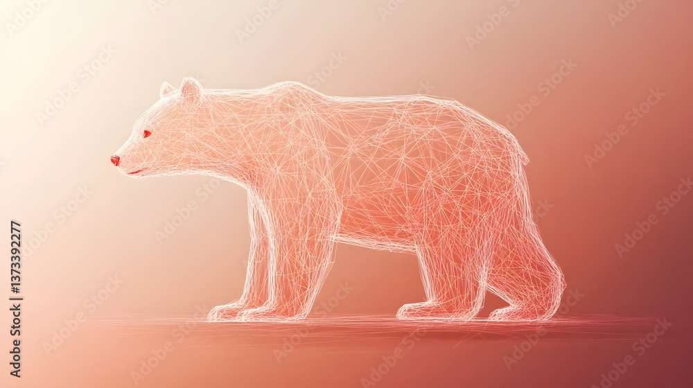 Poster a simple and elegant line drawing of a bear capturing the essence of minimalism with straight lines 