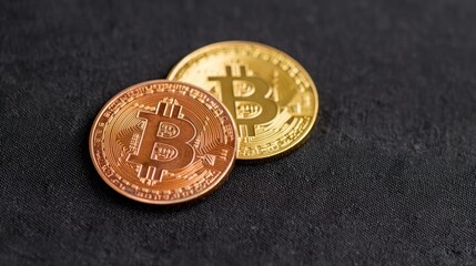 Cryptocurrency Bitcoin Gold Coins Closeup  Digital Currency  Finance
