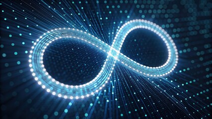 A radiant infinity loop formed by streaming data patterns representing endless possibilities ahead