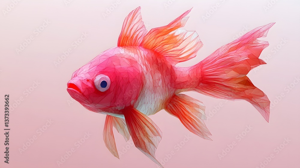 Poster minimalist polygonal style illustration of a fish figure in abstract design with clean lines and bri