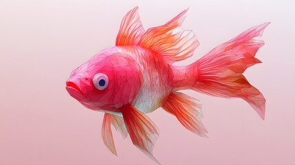 Minimalist polygonal style illustration of a fish figure in abstract design with clean lines and bright colors