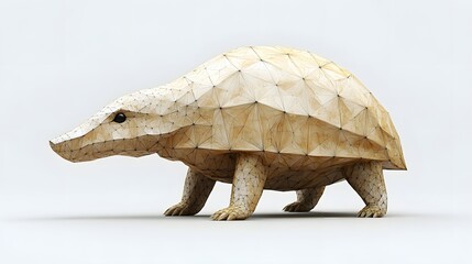 Fototapeta premium Abstract geometric bear shape composition in minimalist style with bold lines and vibrant colors on a white background