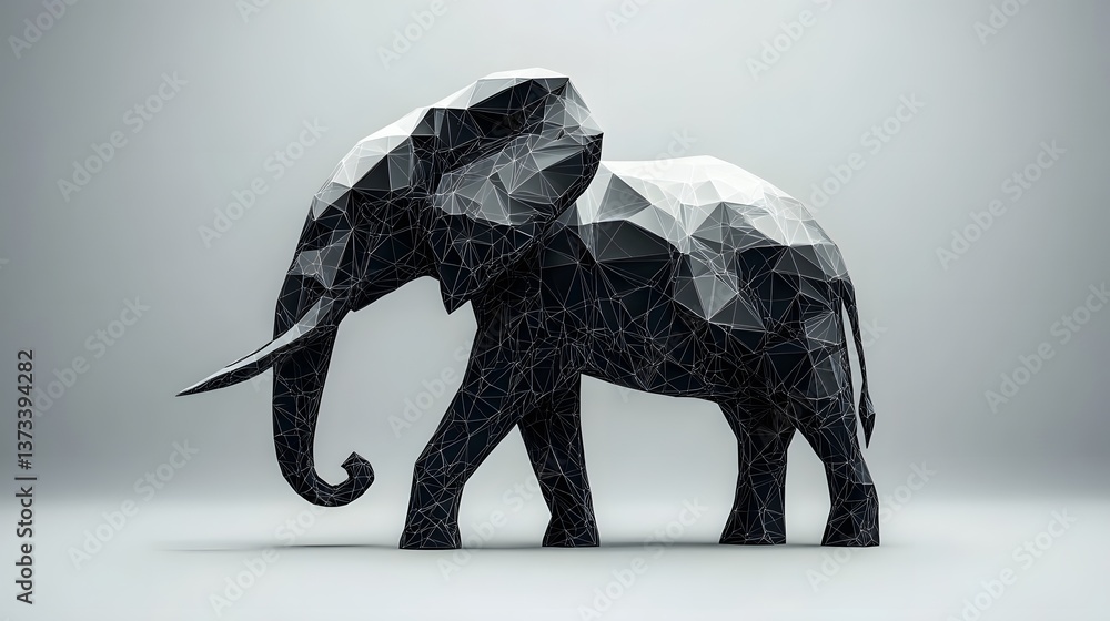 Aufkleber intricate geometric abstract minimalist elephant shape composed of triangles representing wisdom and