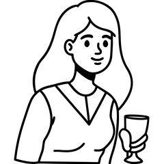 Obraz premium vector girl with glass her hand vector illustratio.