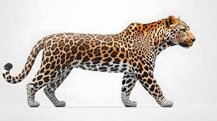 Naklejka premium Striking leopard in a lush natural environment showcasing its beautiful spots and graceful movement in the wild