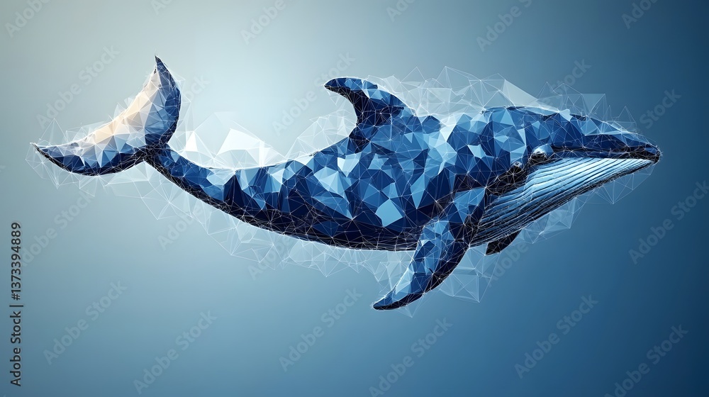 Poster stunning geometric abstract minimalist illustration of a whale adorned with unique geometric pattern