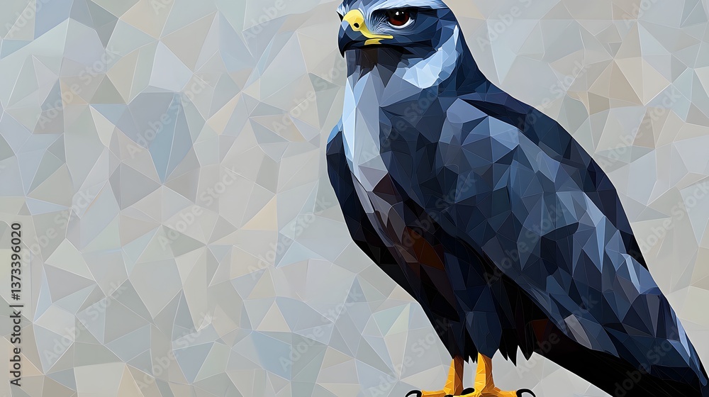 Poster elegant minimalist profile illustration of a bird rendered in a geometric style with clean lines and