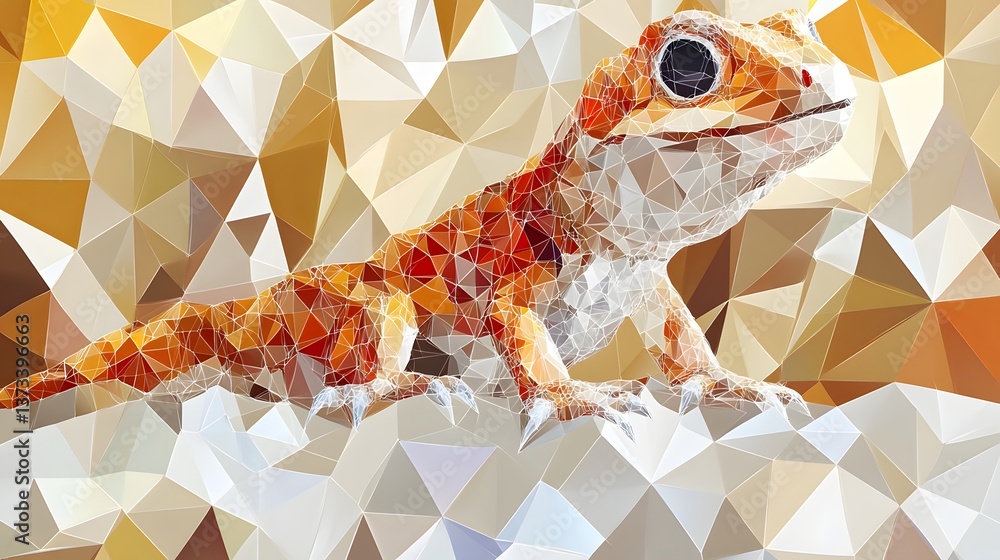 Poster minimalist polygonal style illustration of a lizard capturing the unique characteristics in a simpli