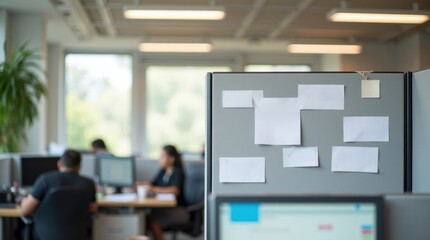 Office note organization modern workspace digital content collaborative environment focused viewpoint