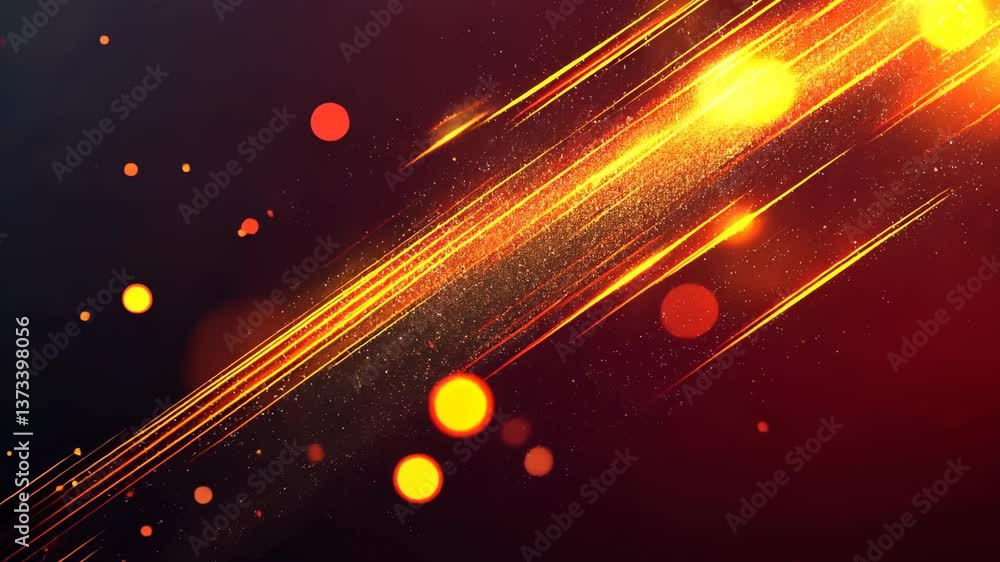 Poster dynamic glowing streaks and bokeh transforming across a dark background