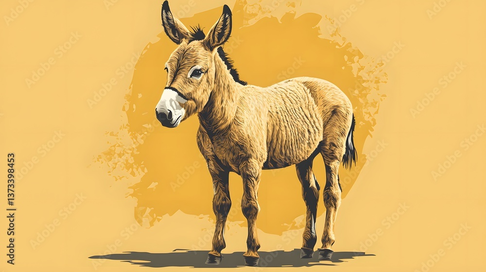 Poster delightful realistic photograph of a donkey captured in a minimalist style showcasing its features a