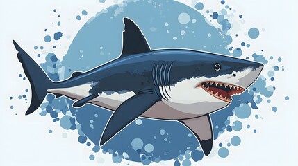 Naklejka premium Striking minimalist illustration of a shark encircled by a simple circle design for creative artistic representation