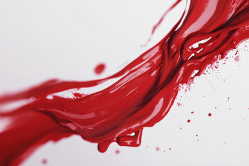 Red Paint Stroke on White Background