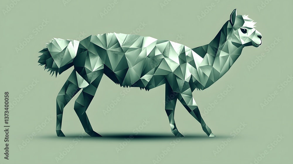 Aufkleber minimalist geometric goat made of triangles side profile illustration with clear lines and unique de