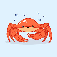 Vector cartoon illustration of sea fish crab sticker set Concept Isolated Flat