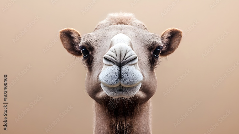 Poster captivating minimalist portrait of a camel's face displaying distinctive geometric features and real