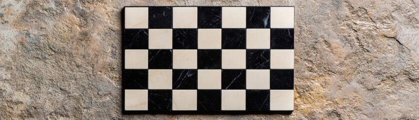 A classic black and white chessboard ready for a strategic game of intellect.