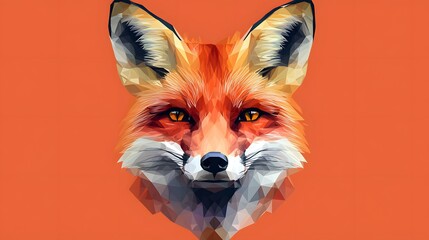 Artistic minimalist geometric fox face front view illustration showcasing the unique characteristics of a fox