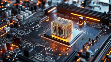 Fototapeta premium Futuristic CPU, Circuit Board, Tech Background - Futuristic Technology