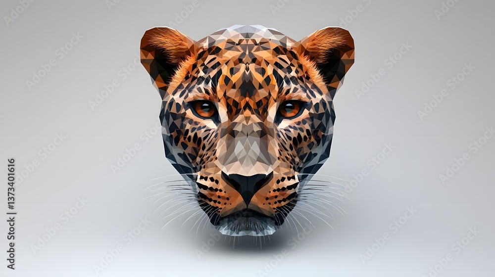Poster stunning minimalist geometric interpretation of a tiger's face from the front view featuring distinc