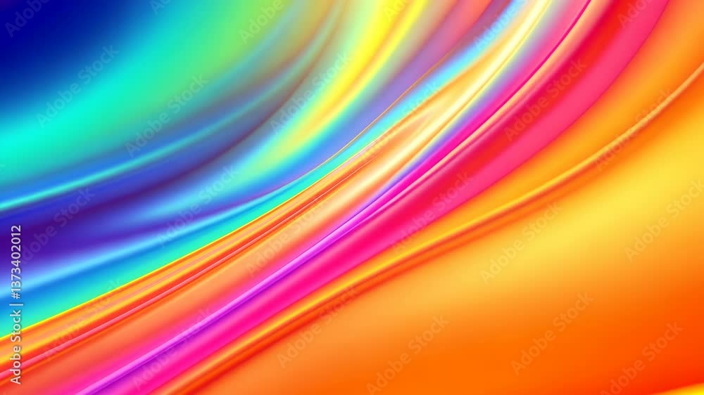 Poster vibrant abstract flowing neon waves in dynamic motion across colorful spectrum