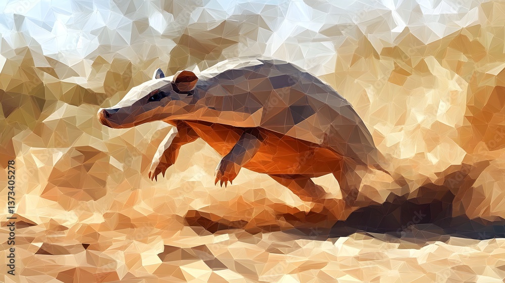 Poster simple geometric illustration of a bear in a minimalist style with clean lines and a realistic touch