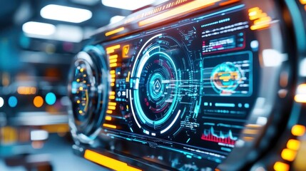 Futuristic Tech HUD Interface Overlay - Cyberpunk aesthetic