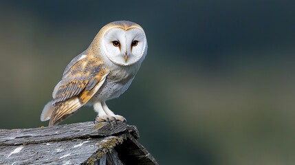 Majestic Barn Owl on Weathered Barn Roof  Wildlife Photography