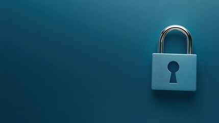 Fototapeta premium Robust padlock on vibrant blue, a symbol of data security and digital privacy in the online world